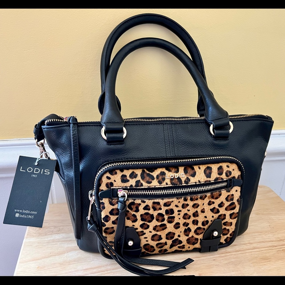LODIS Large Leather black Satchel- Ellie